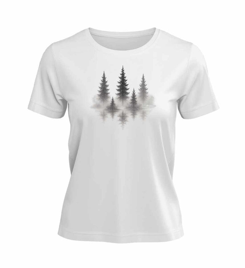 Nebelwald T-Shirt Damen in Weiß (White) – Produktbild (100% Bio-Baumwolle) von Rad&Rucksack