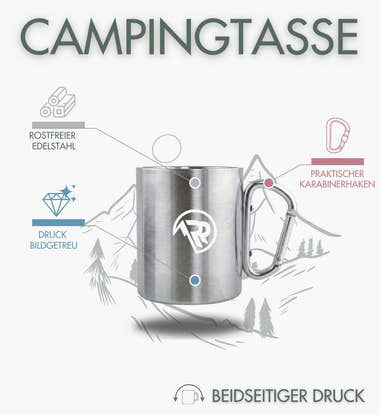 Edelstahltasse Karabiner Nebelwald – Lifestyle-Aufnahme (330 ml, bruchsicher) von Rad&Rucksack