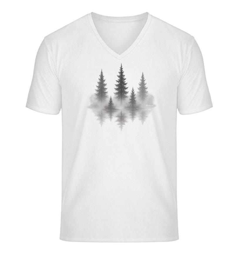 Nebelwald | Herren V-Neck Premium Organic T-Shirt in White von Rad&Rucksack