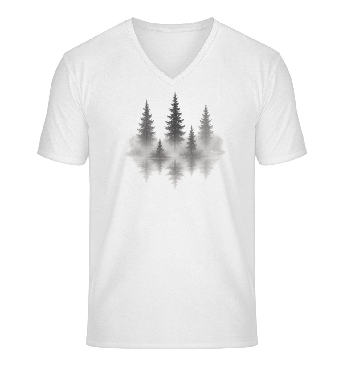Nebelwald | Herren V-Neck Premium Organic T-Shirt in White von Rad&Rucksack