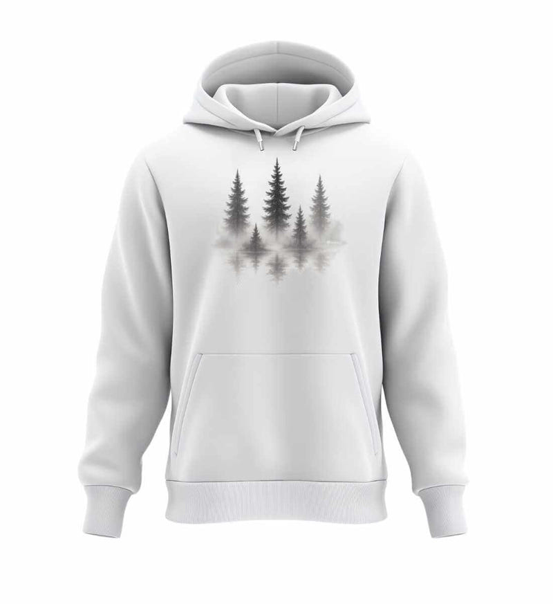 Nebelwald Hoodie in Weiß (White) – Produktbild (350 g/m² Bio-Baumwolle) von Rad&Rucksack
