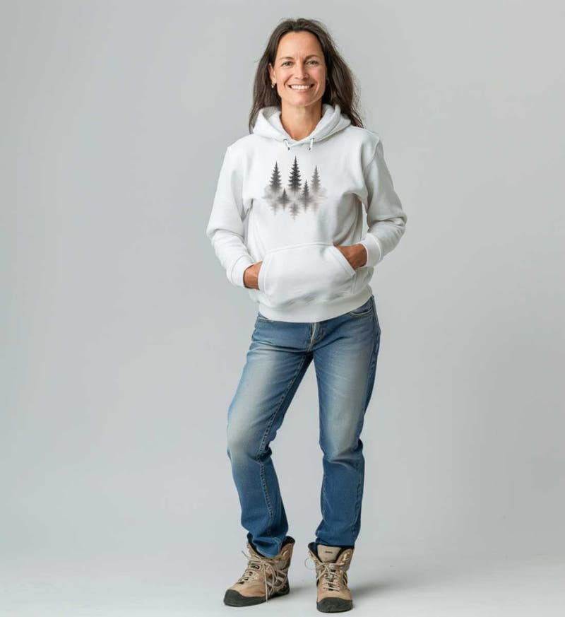 Nebelwald | Unisex Organic Hoodie von Rad&Rucksack - am Model präsentiert