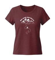 Nur Noch eine Kurve T-Shirt Damen Tailliert in Weinrot (Burgundy) – Produktbild (155 g/m² Bio-Baumwolle, tailliert) von Rad&Rucksack