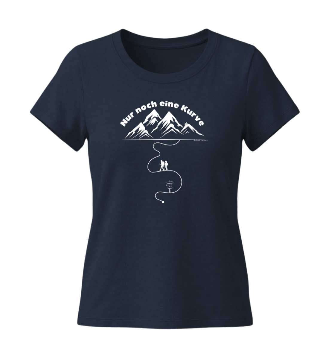 Nur Noch eine Kurve T-Shirt Damen in Dunkelblau (French Navy) – Produktbild (155 g/m² Bio-Baumwolle, tailliert) von Rad&Rucksack
