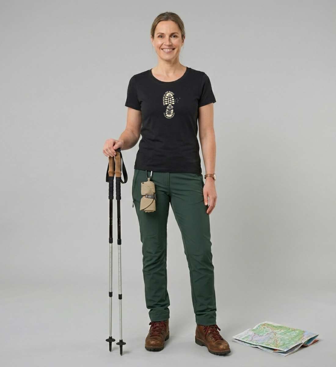 Nur wo du zu Fuß warst | Damen Premium Organic T-Shirt (Fitted) in Black von Rad&Rucksack Model