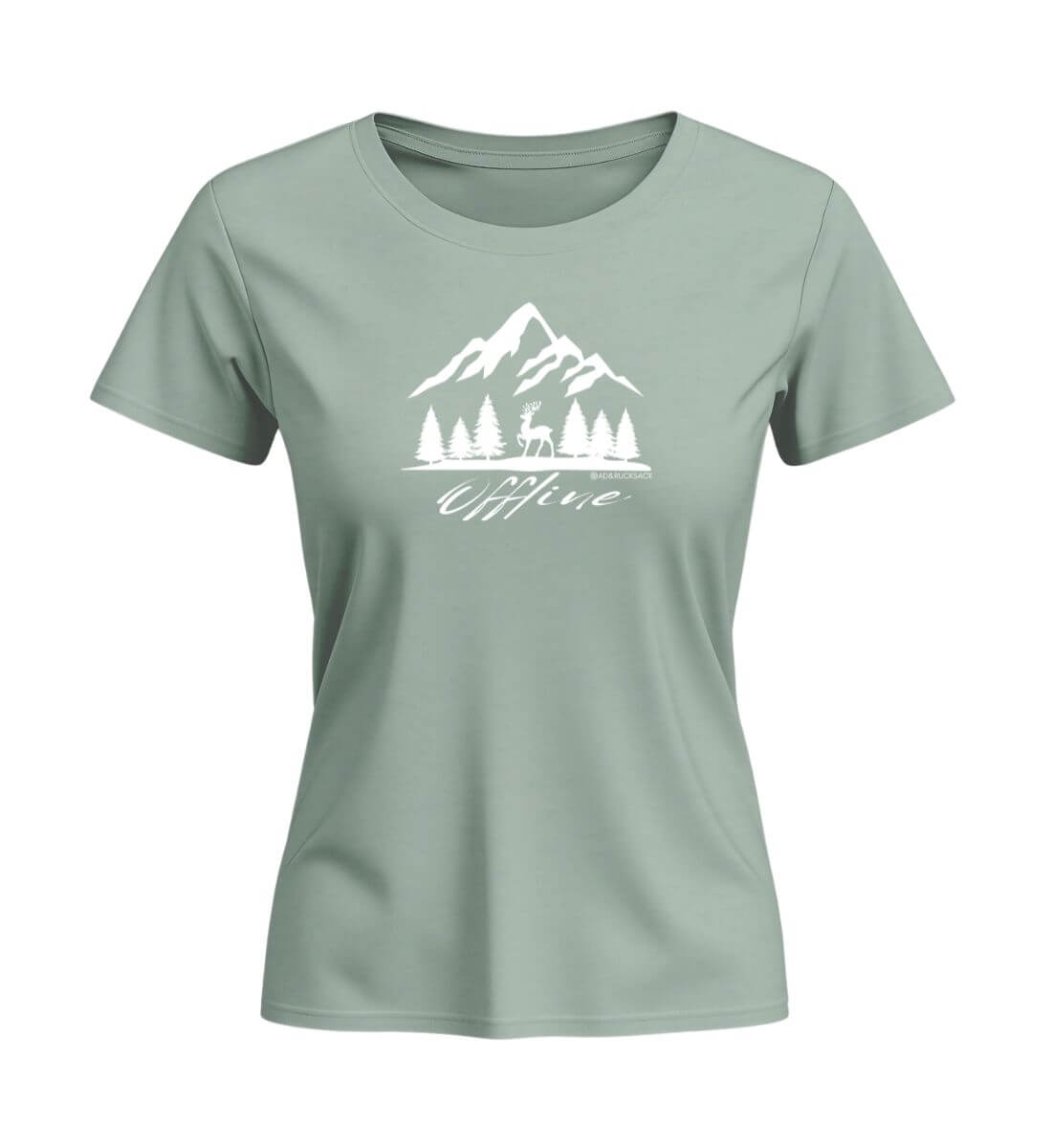 Offline Berg | Damen Premium Organic T-Shirt (Fitted) in Aloe von Rad&Rucksack