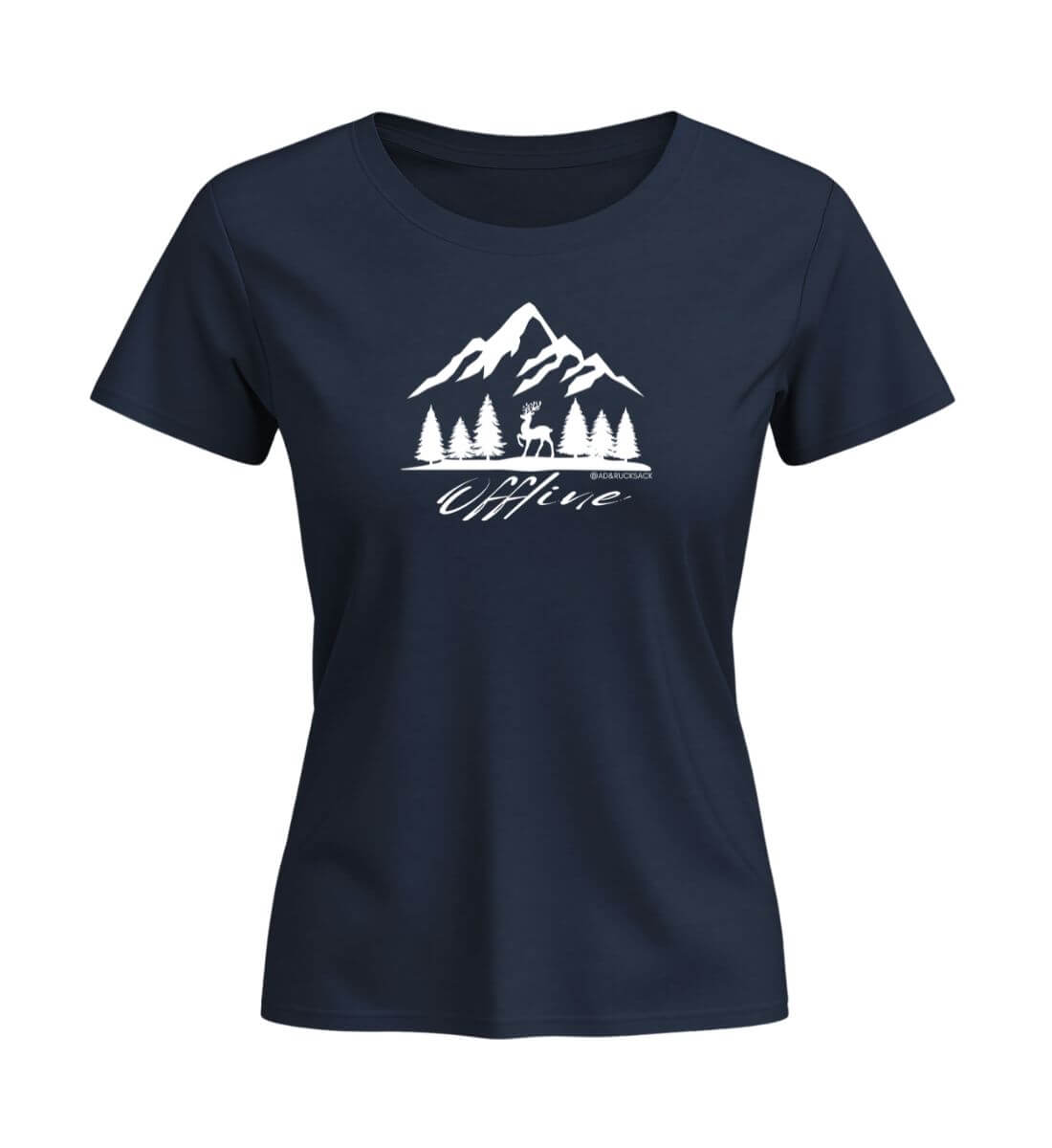 Offline Berg | Damen Premium Organic T-Shirt (Fitted) in French Navy von Rad&Rucksack