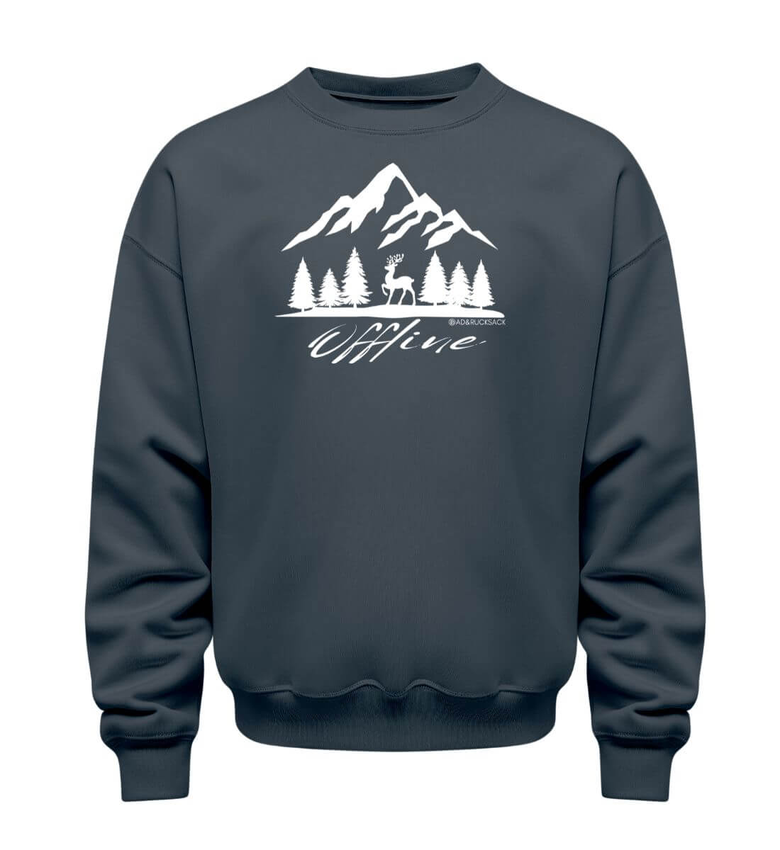 Offline Berg | Unisex Organic Pullover in India Ink Grey von Rad&Rucksack