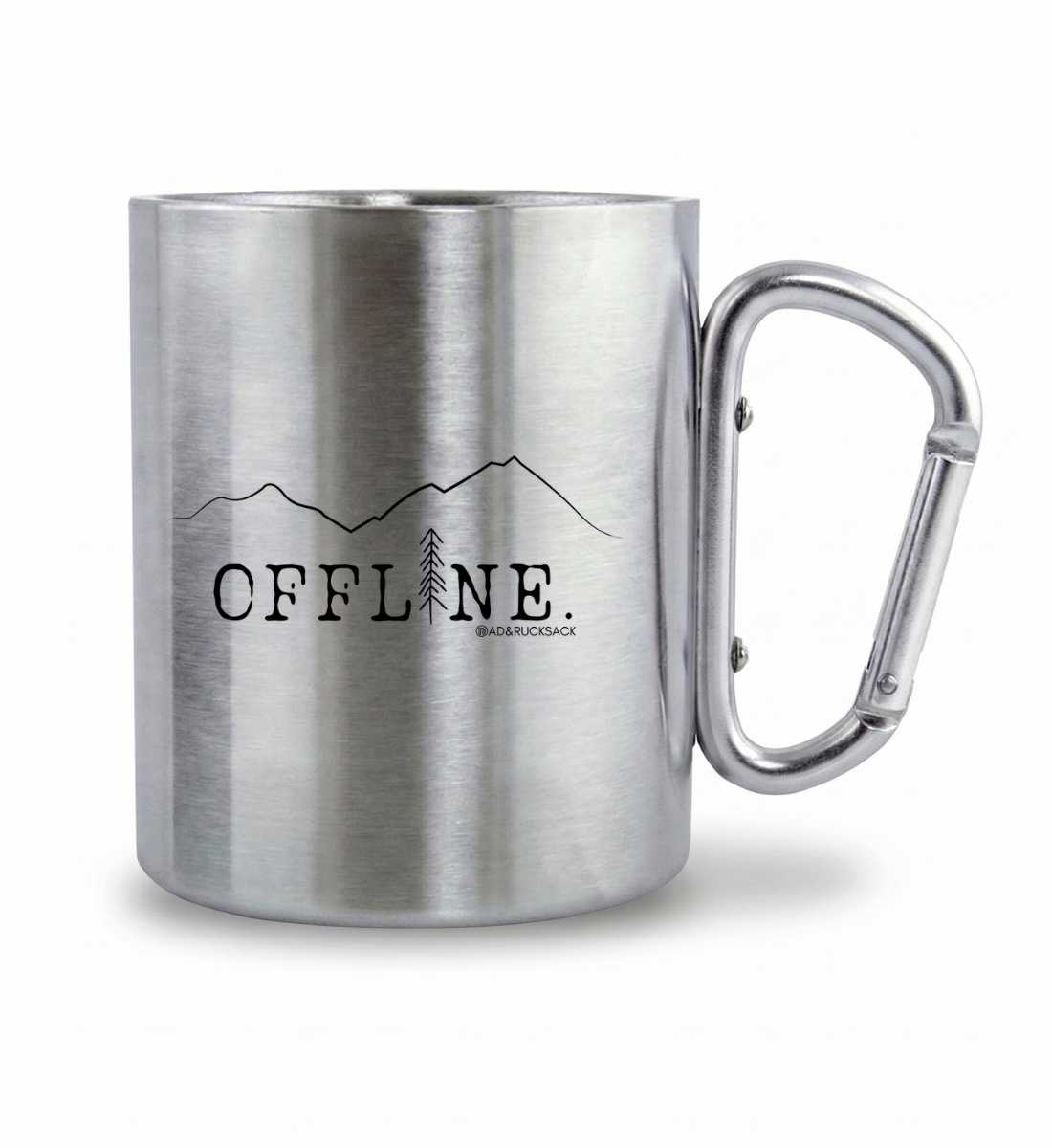 Offline. | Edelstahltasse mit Karabinergriff von Rad&Rucksack - am Model präsentiert