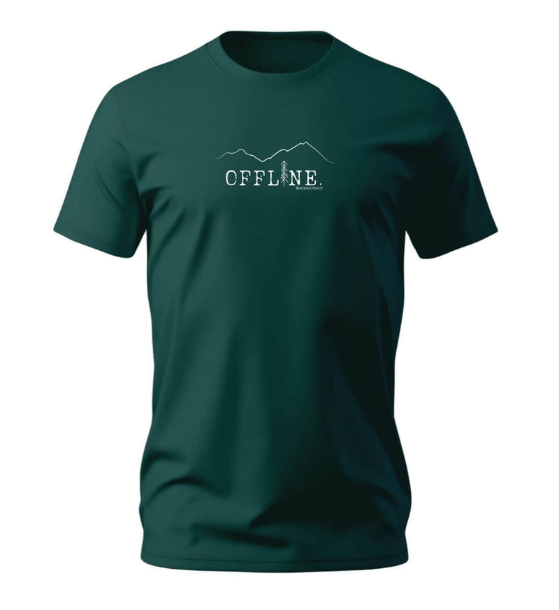 Offline T-Shirt Herren in Tannengrün (Glazed Green) – Produktbild (100% Bio-Baumwolle) von Rad&Rucksack