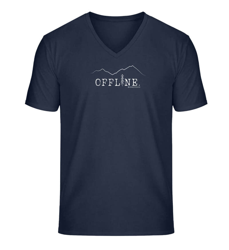 Offline. | Herren V-Neck Premium Organic T-Shirt in French Navy von Rad&Rucksack