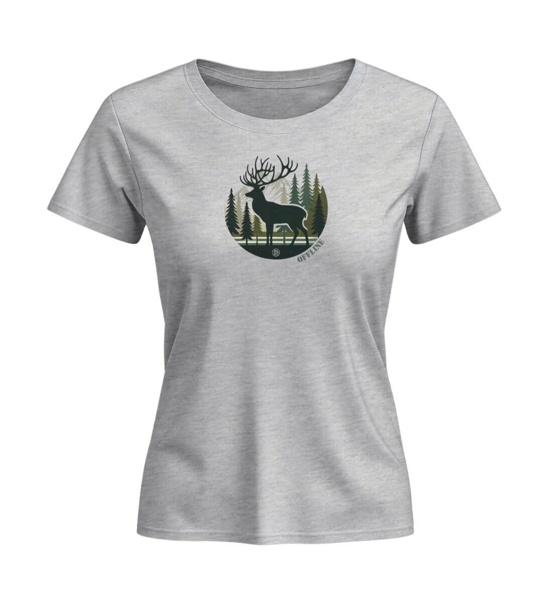 Offline Hirsch | Damen Premium Organic T-Shirt (Fitted) in Heather Grey von Rad&Rucksack