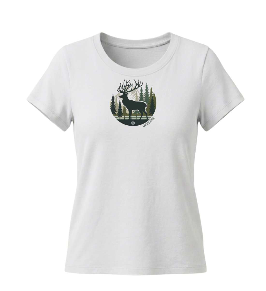 Offline Hirsch | Damen Premium Organic T-Shirt (Fitted) in White von Rad&Rucksack