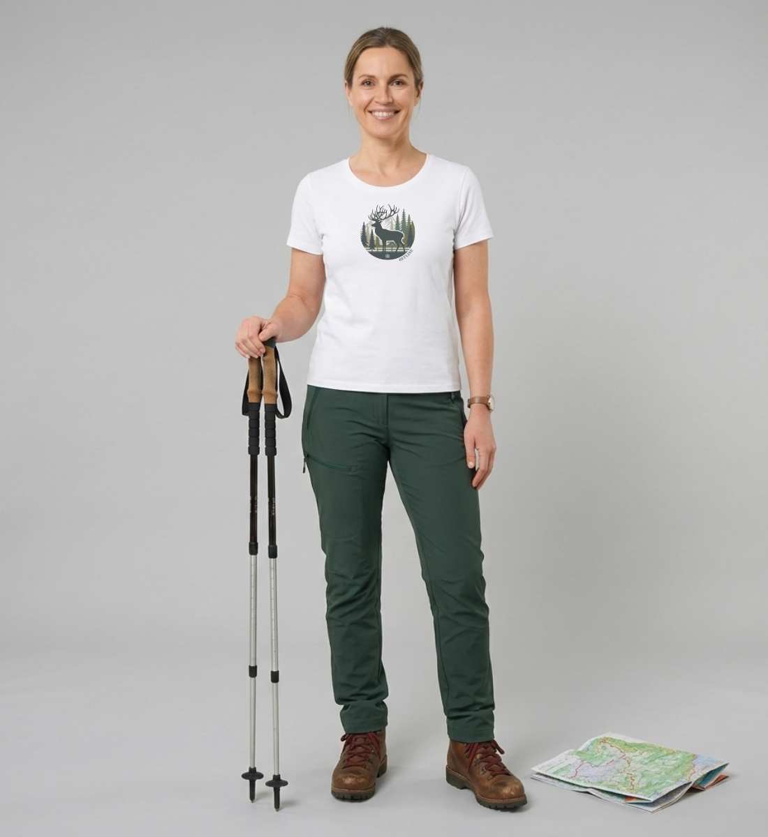 Offline Hirsch | Damen Premium Organic T-Shirt (Fitted) von Rad&Rucksack - weitere Modelansicht 2