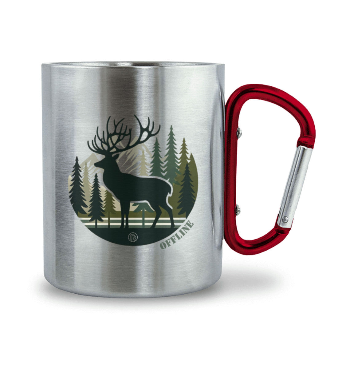 Offline Hirsch | Edelstahltasse mit Karabinergriff in Roter Karabiner von Rad&Rucksack