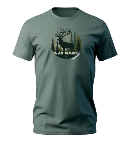 Offline Hirsch T-Shirt Herren Meeresgrün (Green Bay) – Produktbild (100% Bio-Baumwolle) von Rad&Rucksack