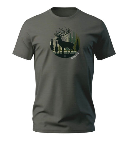 Offline Hirsch T-Shirt Herren Olivgrün (Khaki) – Produktbild (100% Bio-Baumwolle) von Rad&Rucksack