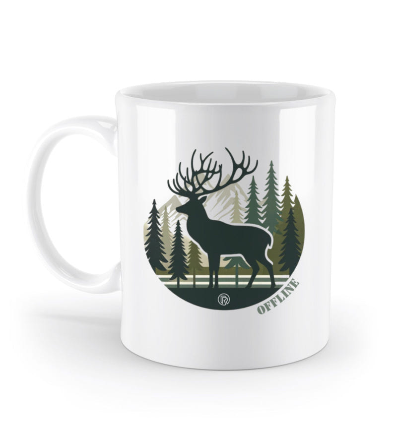 Offline Hirsch Kaffeetasse in Weiß – Produktbild (Keramik, 330 ml) von Rad&Rucksack