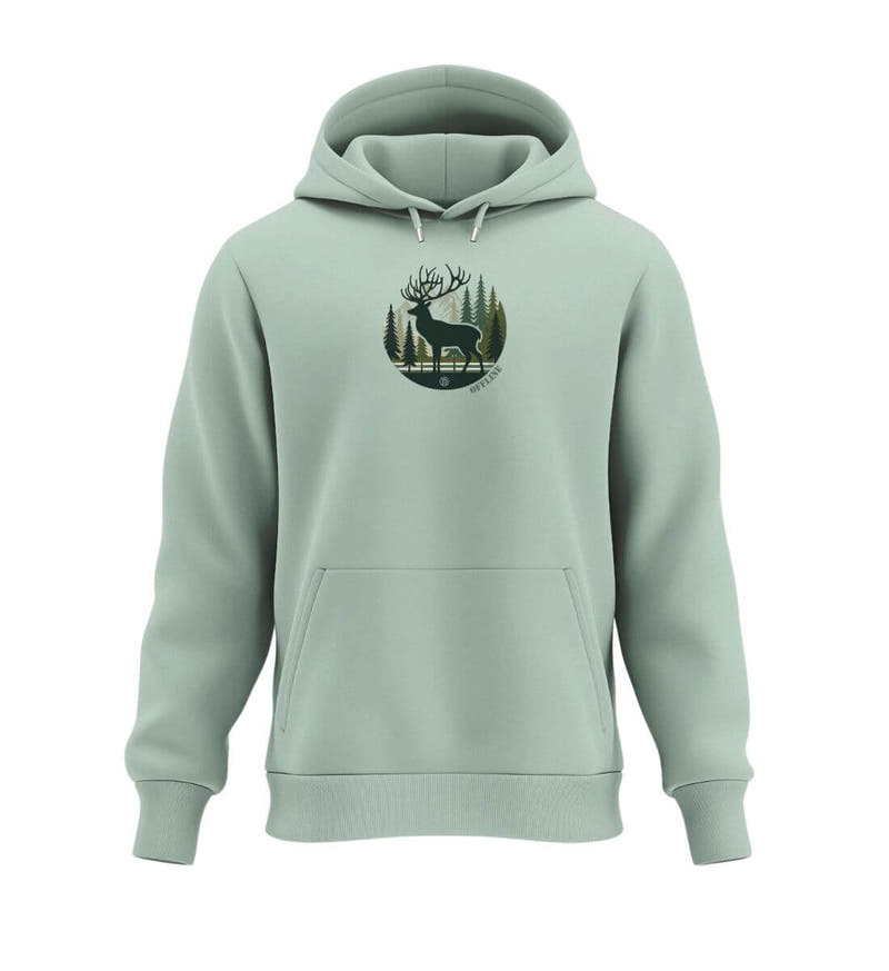 Offline Hirsch | Unisex Organic Hoodie in Aloe von Rad&Rucksack