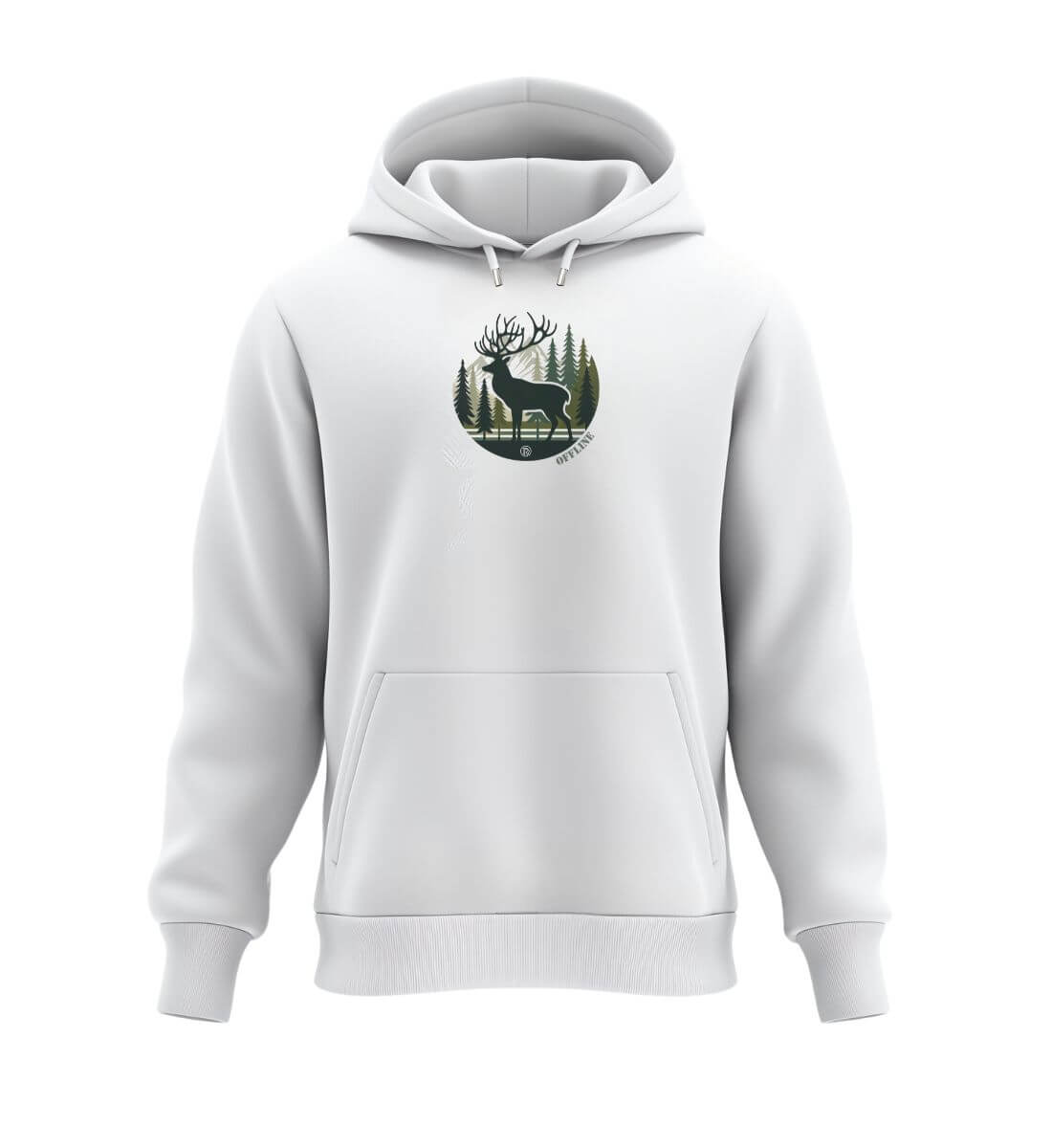 Offline Hirsch | Unisex Organic Hoodie in White von Rad&Rucksack