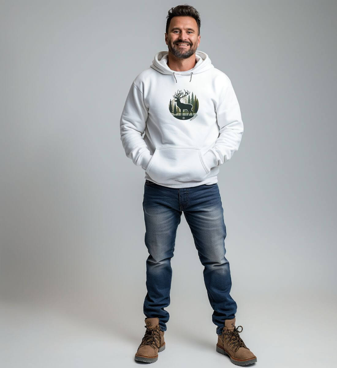 Offline Hirsch | Unisex Organic Hoodie von Rad&Rucksack - weitere Modelansicht 2