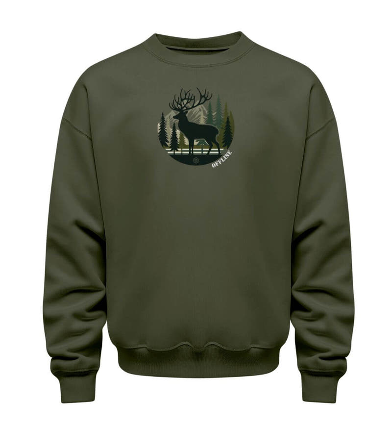 Offline Hirsch | Unisex Organic Pullover in Khaki von Rad&Rucksack