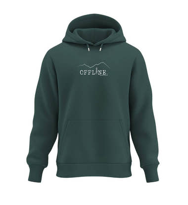 Hoodie Offline in Tannengrün (Glazed Green) – Produktbild (350 g/m² Bio-Baumwolle) von Rad&Rucksack