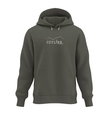 Offline. Hoodie Olivgrün (Khaki) – Produktbild (350 g/m² Bio-Baumwolle) von Rad&Rucksack