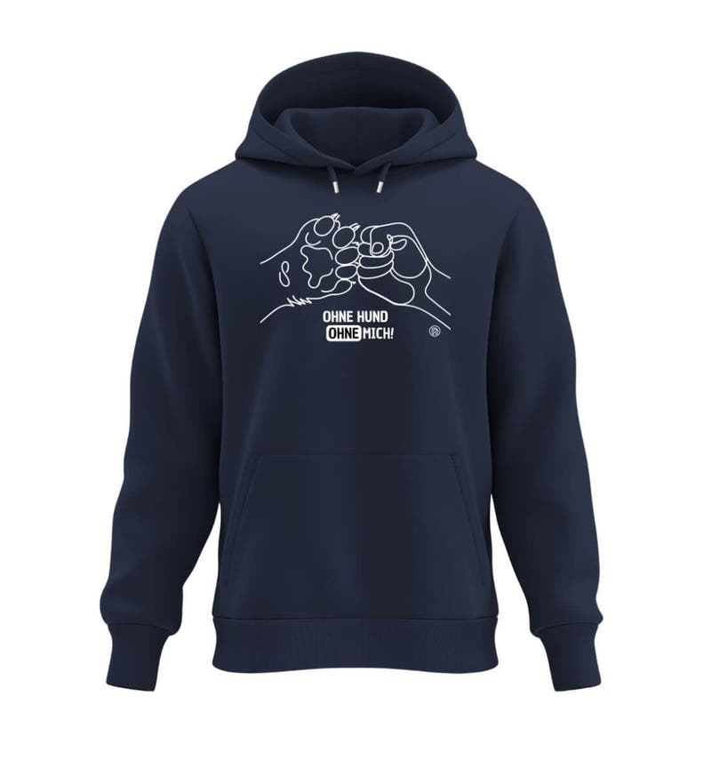 Ohne Hund ohne mich | Unisex Organic Hoodie in French Navy von Rad&Rucksack
