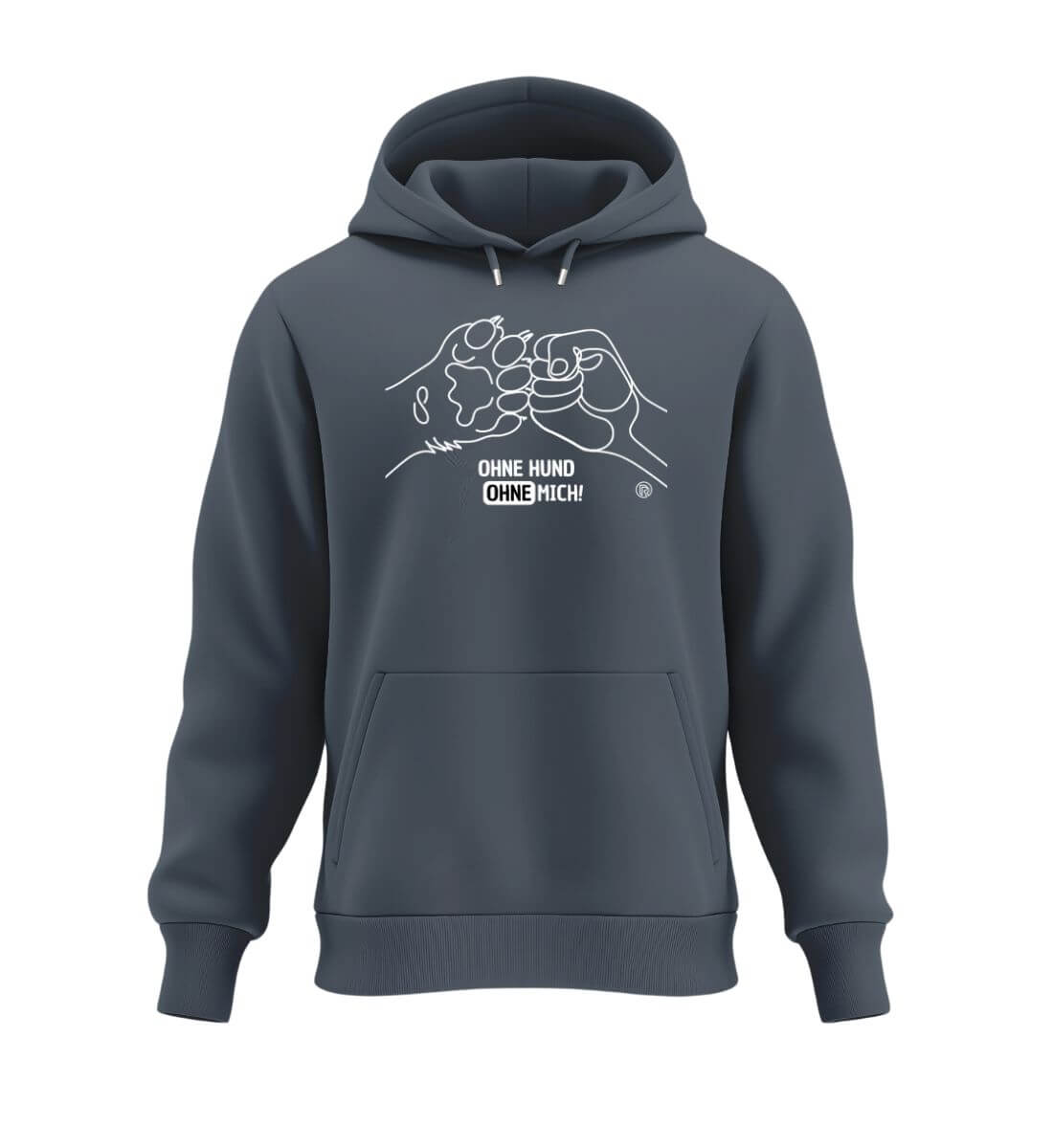 Ohne Hund ohne mich | Unisex Organic Hoodie in India Ink Grey von Rad&Rucksack