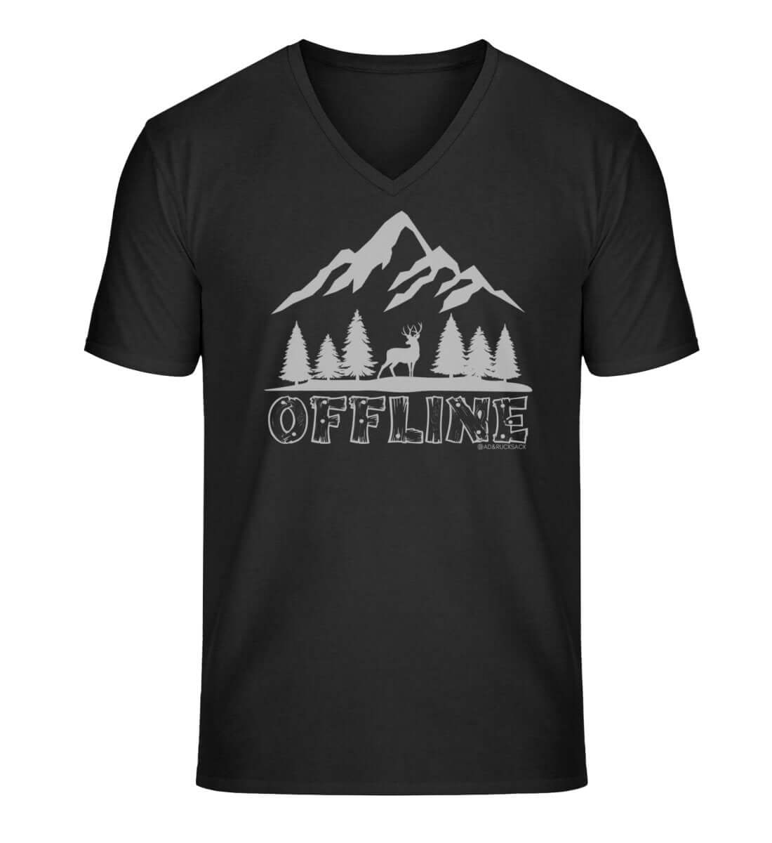 Offline Berg | Herren V-Neck Premium Organic T-Shirt | Farbe: Schwarz | Rad&Rucksack