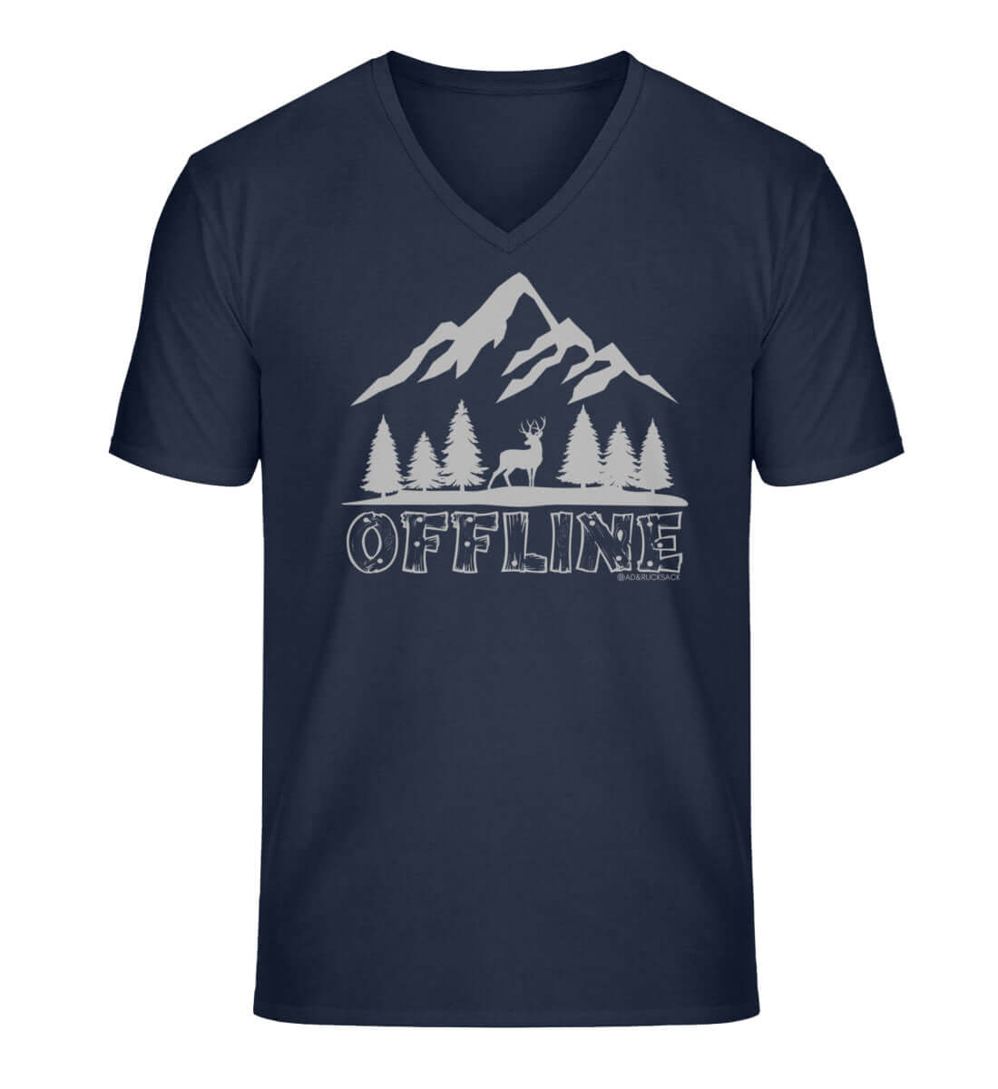 Offline Berg | Herren V-Neck Premium Organic T-Shirt | Farbe: French Navy | Rad&Rucksack