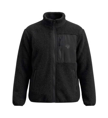 Sherpa Outdoor Teddyfleece Jacke Schwarz (Black) – Produktbild (350 g/m² Sherpa-Teddyfleece mit Stick) von Rad&Rucksack