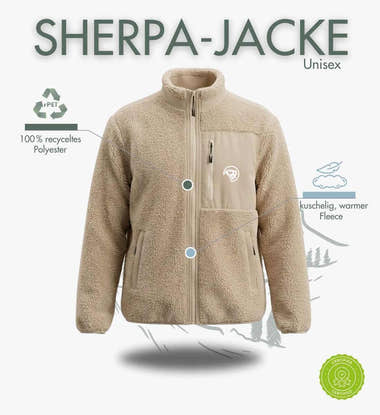 Sherpa Outdoor Teddyfleece Jacke Ansicht 19 – Produktbild (350 g/m² Sherpa-Teddyfleece mit Stick) von Rad&Rucksack