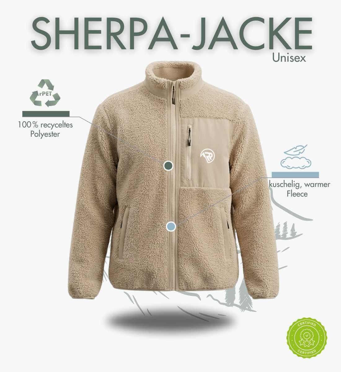 Sherpa Outdoor Teddyfleece Jacke Ansicht 19 – Produktbild (350 g/m² Sherpa-Teddyfleece mit Stick) von Rad&Rucksack