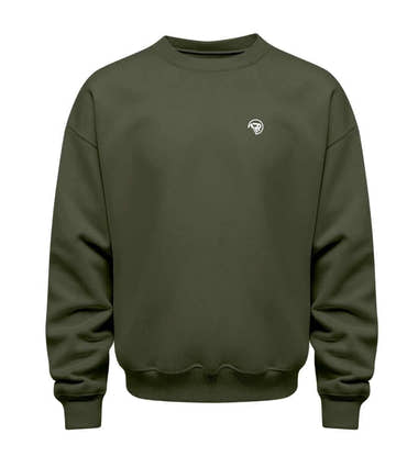 Rad&Rucksack Style Pullover Olivgrün (Khaki) – Produktbild (350 g/m² Bio-Baumwolle) von Rad&Rucksack