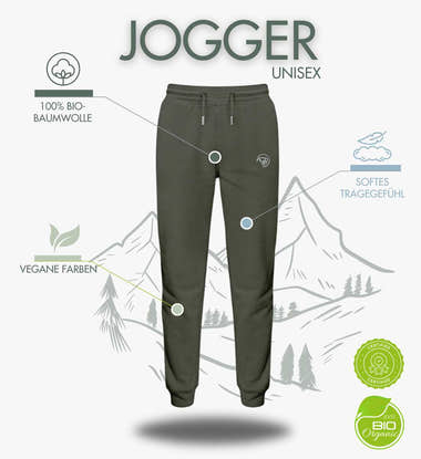 Rad&Rucksack Style Jogger Ansicht 12 – Produktbild (300 g/m² Bio-Sweatstoff) von Rad&Rucksack