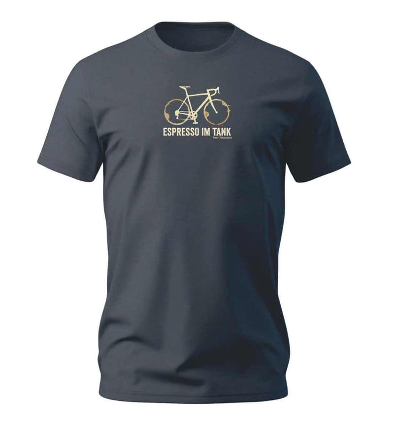 Rennrad & Kaffee | Herren Premium Organic T-Shirt in India Ink Grey von Rad&Rucksack