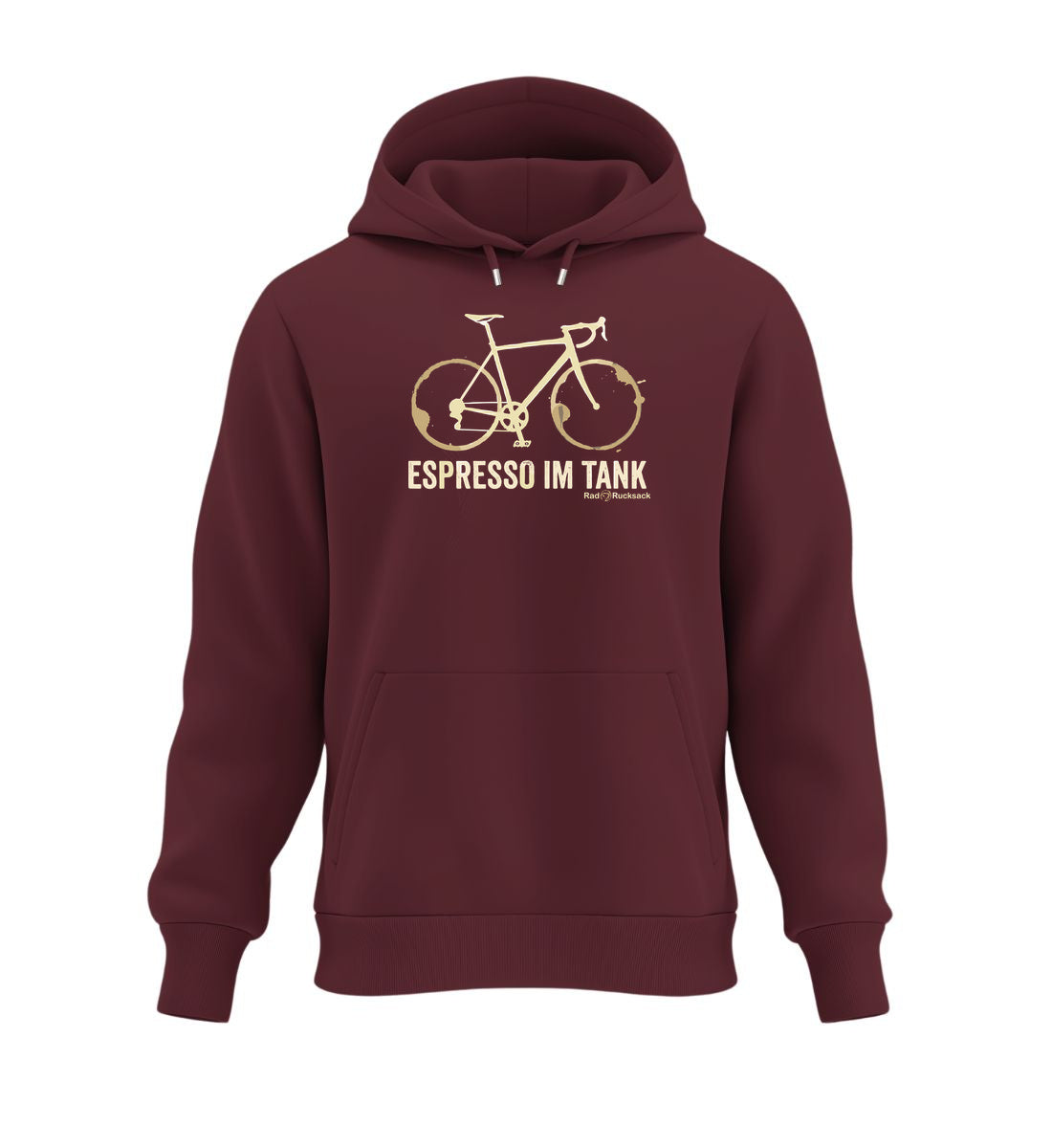 Rennrad & Kaffee | Unisex Organic Hoodie in Burgundy von Rad&Rucksack