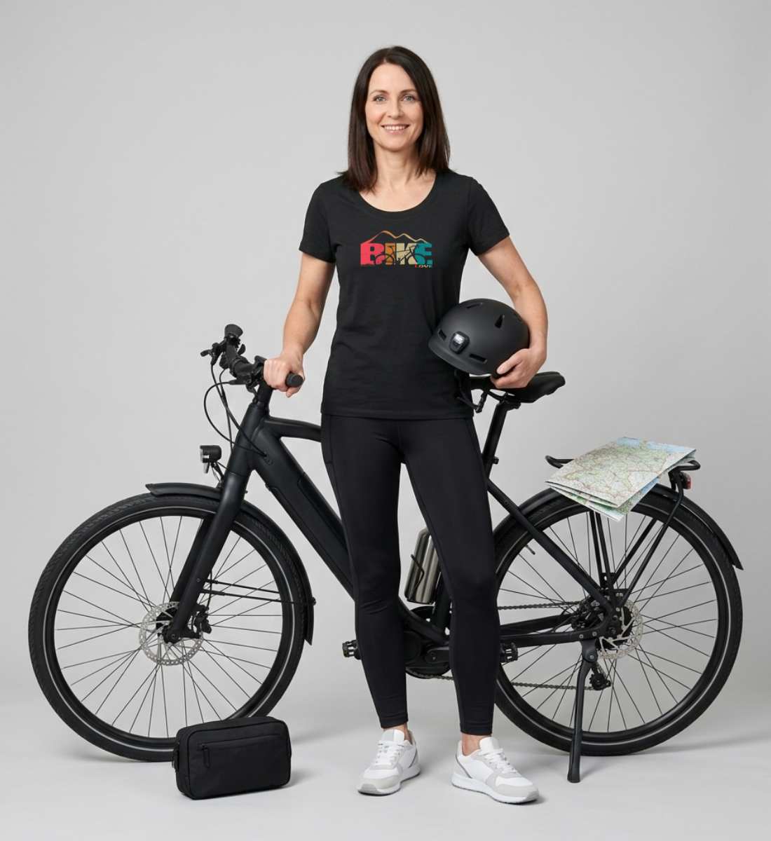 Rennrad Love | Damen Premium Organic T-Shirt (Fitted) in Black von Rad&Rucksack Model