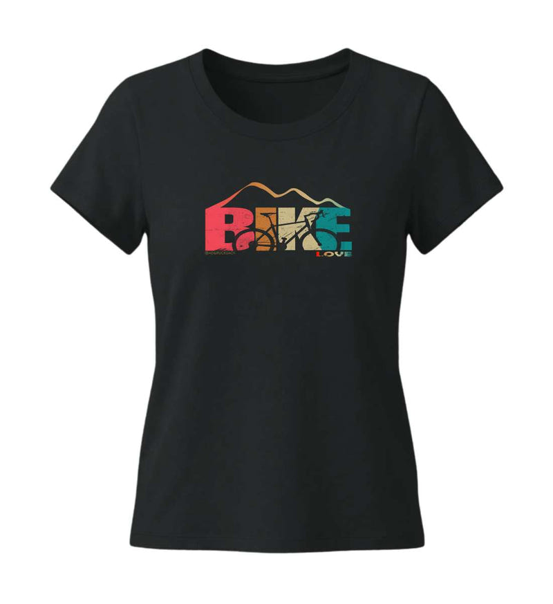 Rennrad Love T-Shirt Damen Tailliert in Schwarz (Black) – Produktbild (155 g/m² Bio-Baumwolle, tailliert) von Rad&Rucksack