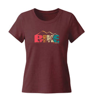 Rennrad Love T-Shirt Damen Weinrot (Burgundy) – Produktbild (155 g/m² Bio-Baumwolle, tailliert) von Rad&Rucksack