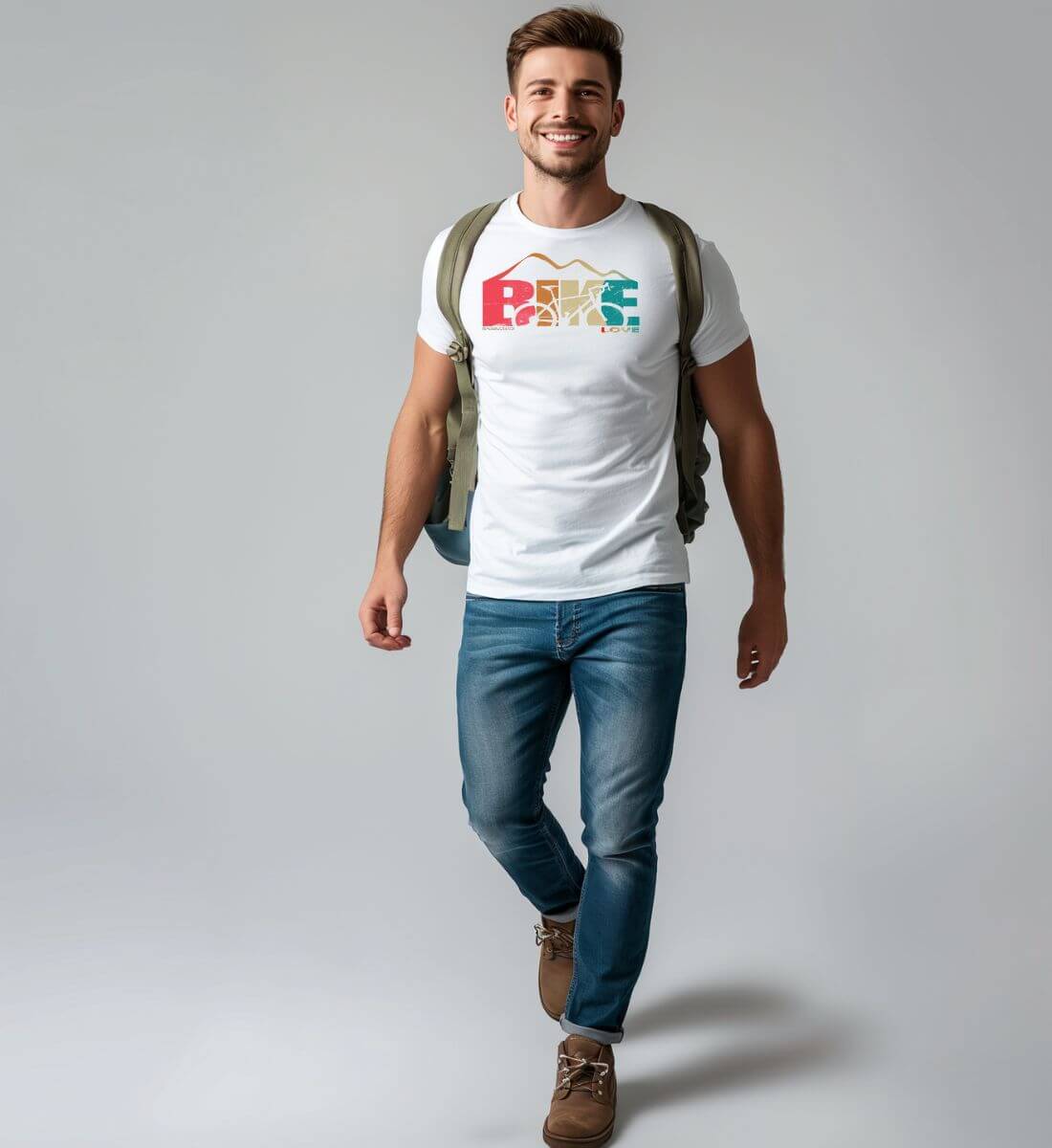 Kurzarm Rennrad T-Shirt Herren „Rennrad Love“ – Modelbild (100% Bio-Baumwolle) von Rad&Rucksack