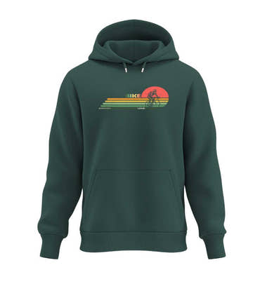 Rennrad Kapuzenpullover in Tannengrün (Glazed Green) – Produktbild (350 g/m² Bio-Baumwolle) von Rad&Rucksack
