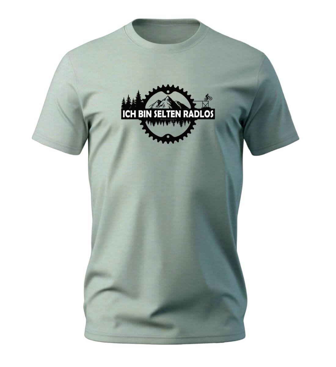 Selten Radlos Bio T-Shirt Herren in Salbeigrün (Aloe) – Produktbild (100% Bio-Baumwolle) von Rad&Rucksack