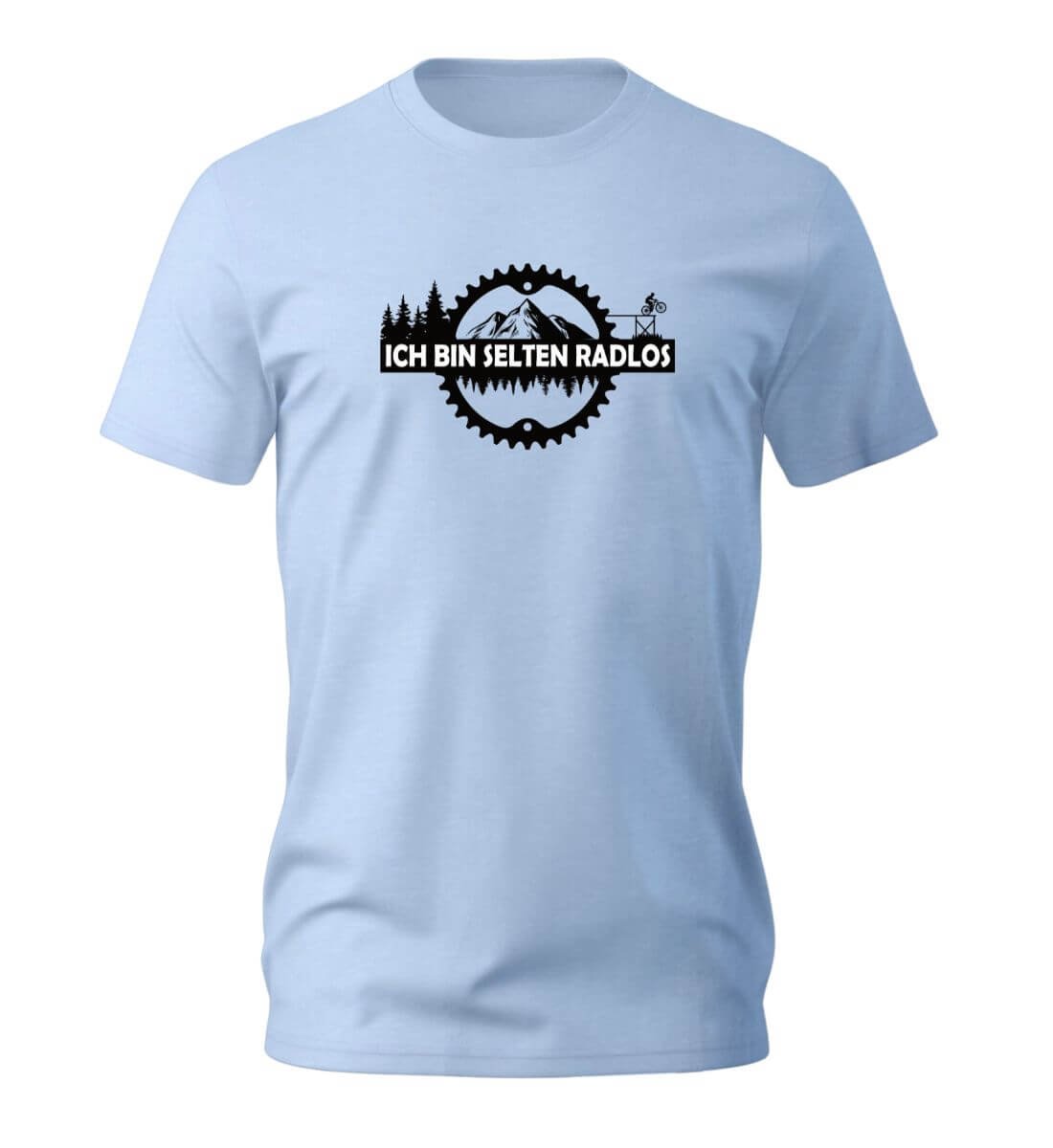 Selten Radlos T-Shirt Herren Mittelblau (Blue Soul) – Produktbild (100% Bio-Baumwolle) von Rad&Rucksack