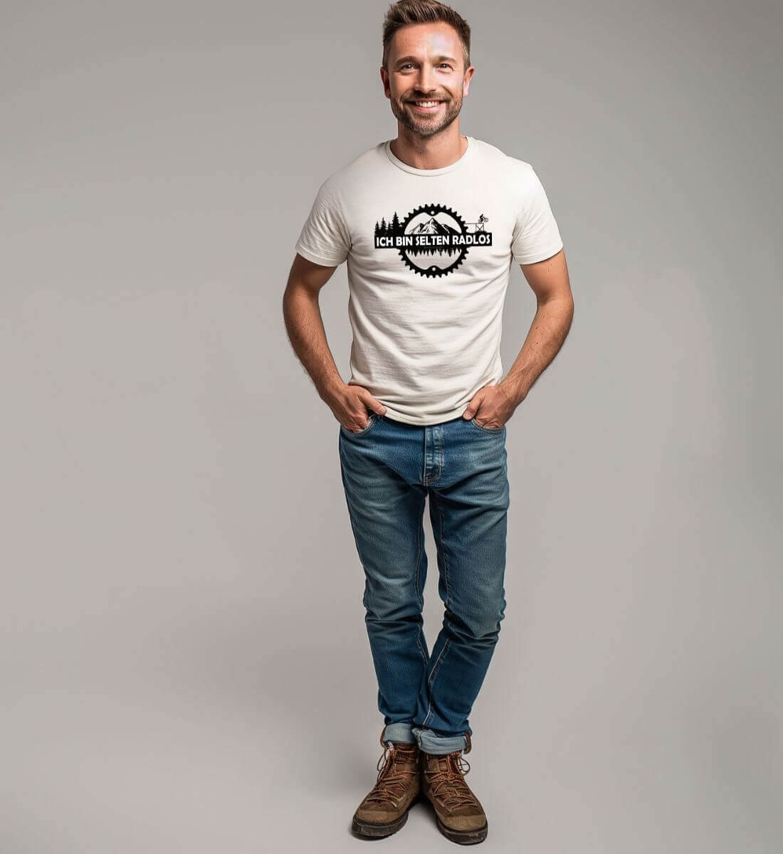 Outdoor T-Shirt Selten Radlos Herren – Modelbild (100% Bio-Baumwolle) von Rad&Rucksack