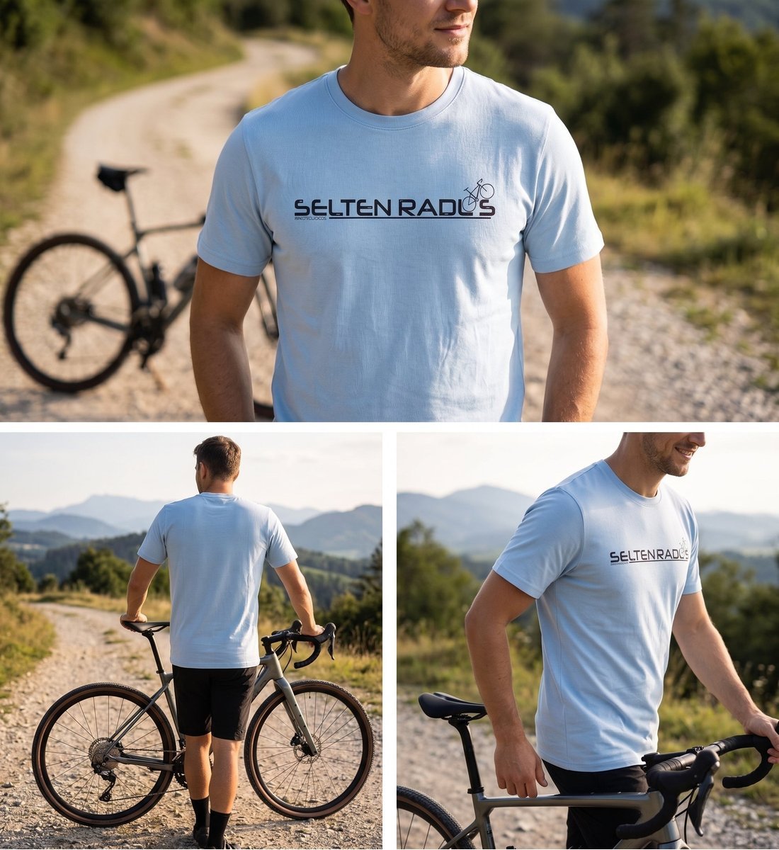 Geschenk Selten-Radlos T-Shirt – Modelbild (100% Bio-Baumwolle) von Rad&Rucksack