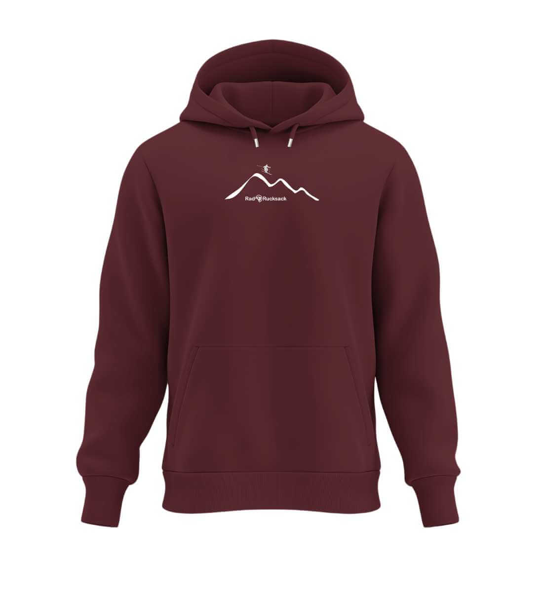 Ski Mountain | Unisex Organic Hoodie in Burgundy von Rad&Rucksack