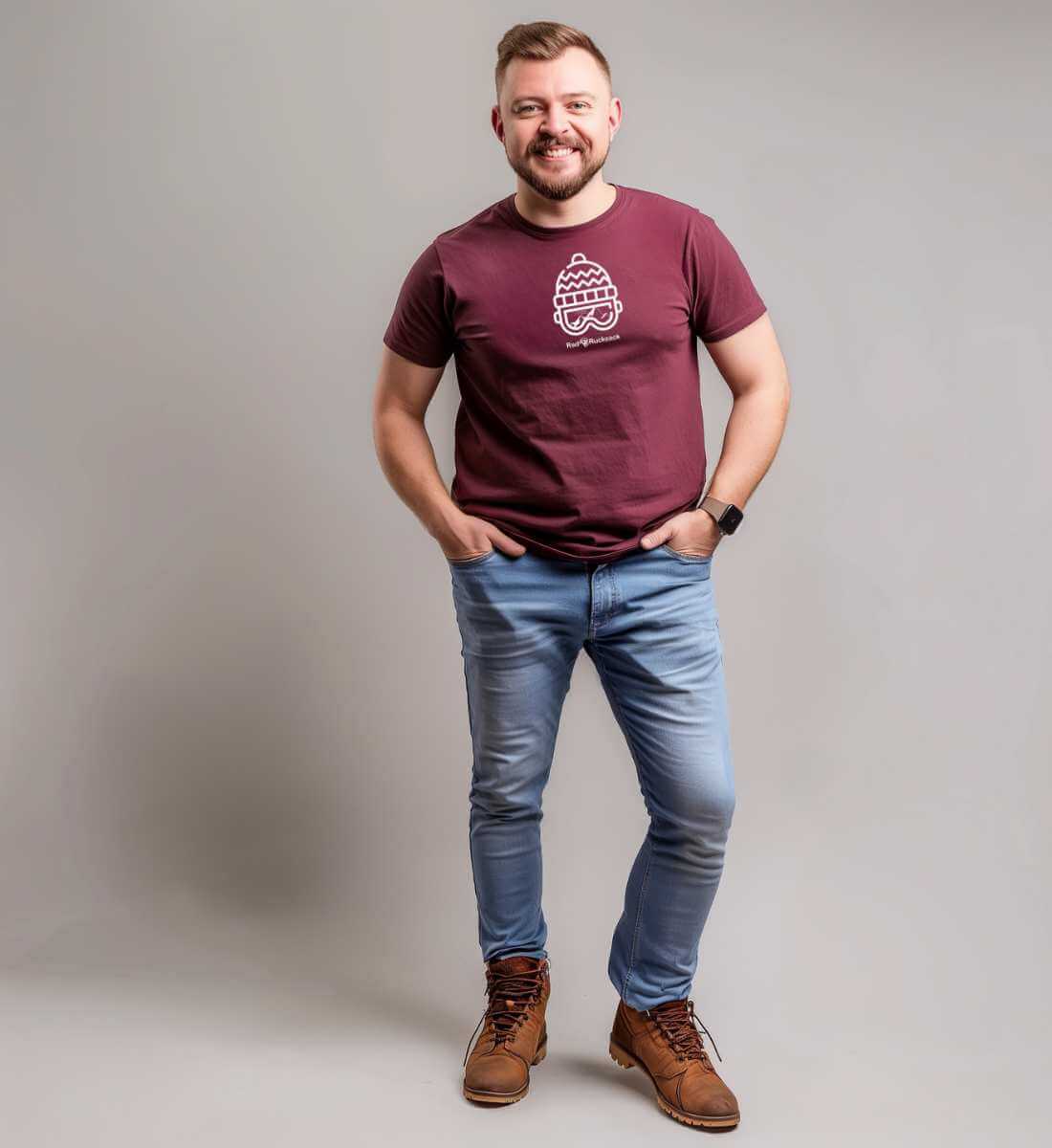 Ski Snowboard | Herren Premium Organic T-Shirt von Rad&Rucksack - am Model präsentiert